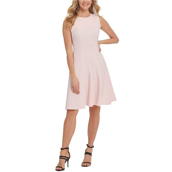 DKNY Women's Solid Tie Front Pleated Dress Pink Size 12